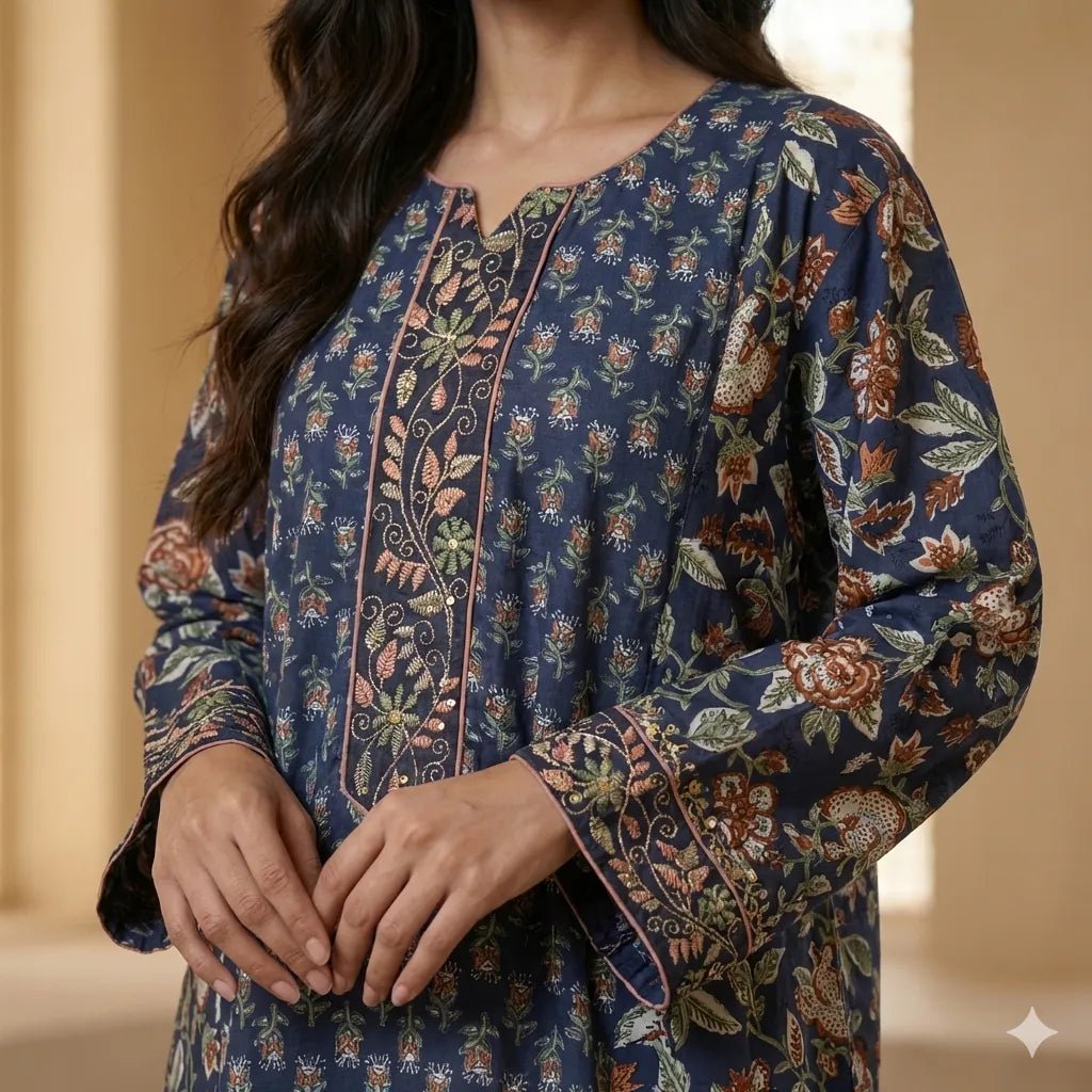 Midnight Botanical Women Daraa- Navy Blue