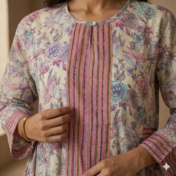 Rosewood Floral Stripe Women Daraa- Dusty Pink