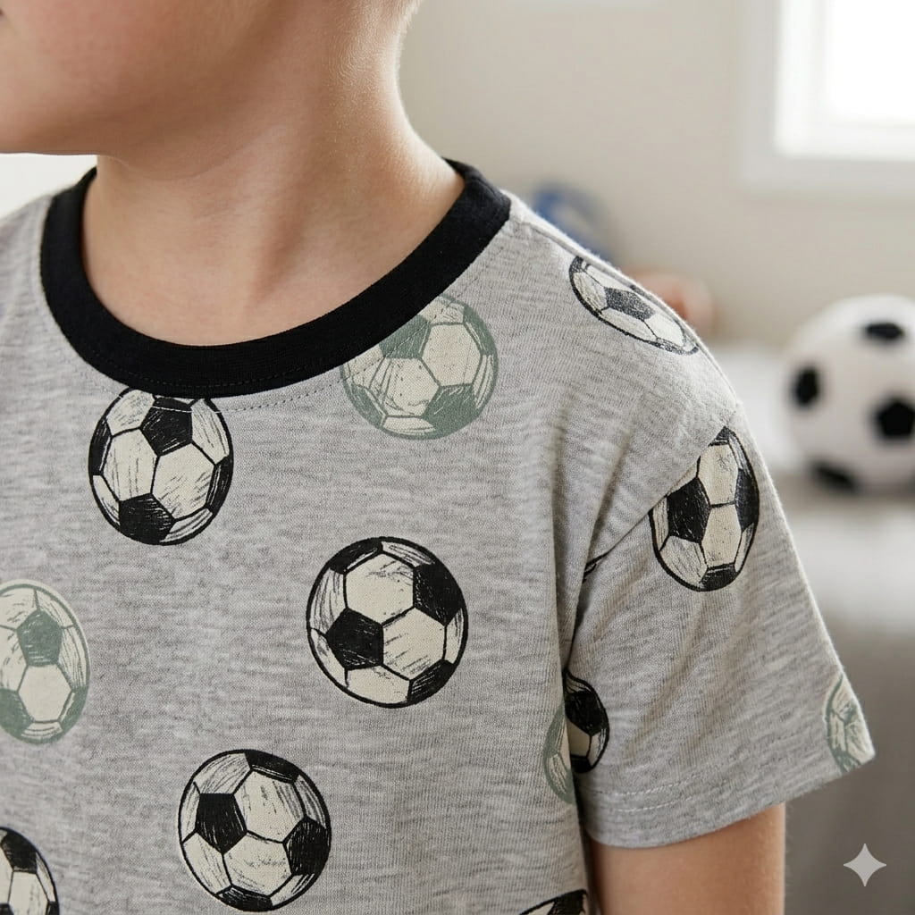 Footballs Boy Pajama Set-Grey