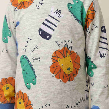 Jungle Roar Boy Pajama Set-Grey