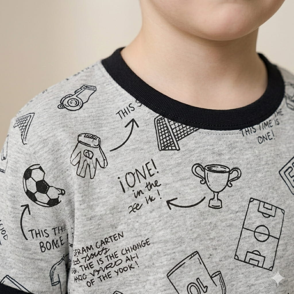 Football Team Doodle Boy Pajama Set-Grey