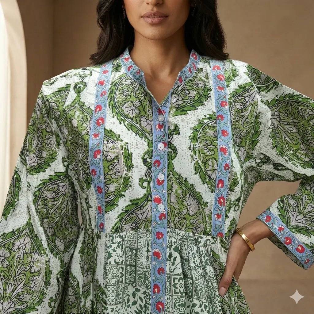 Emerald Medallion Panel Women Daraa- Forest Green