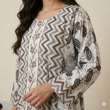 Earth Tone Zig-Zag Women Daraa- Mocha