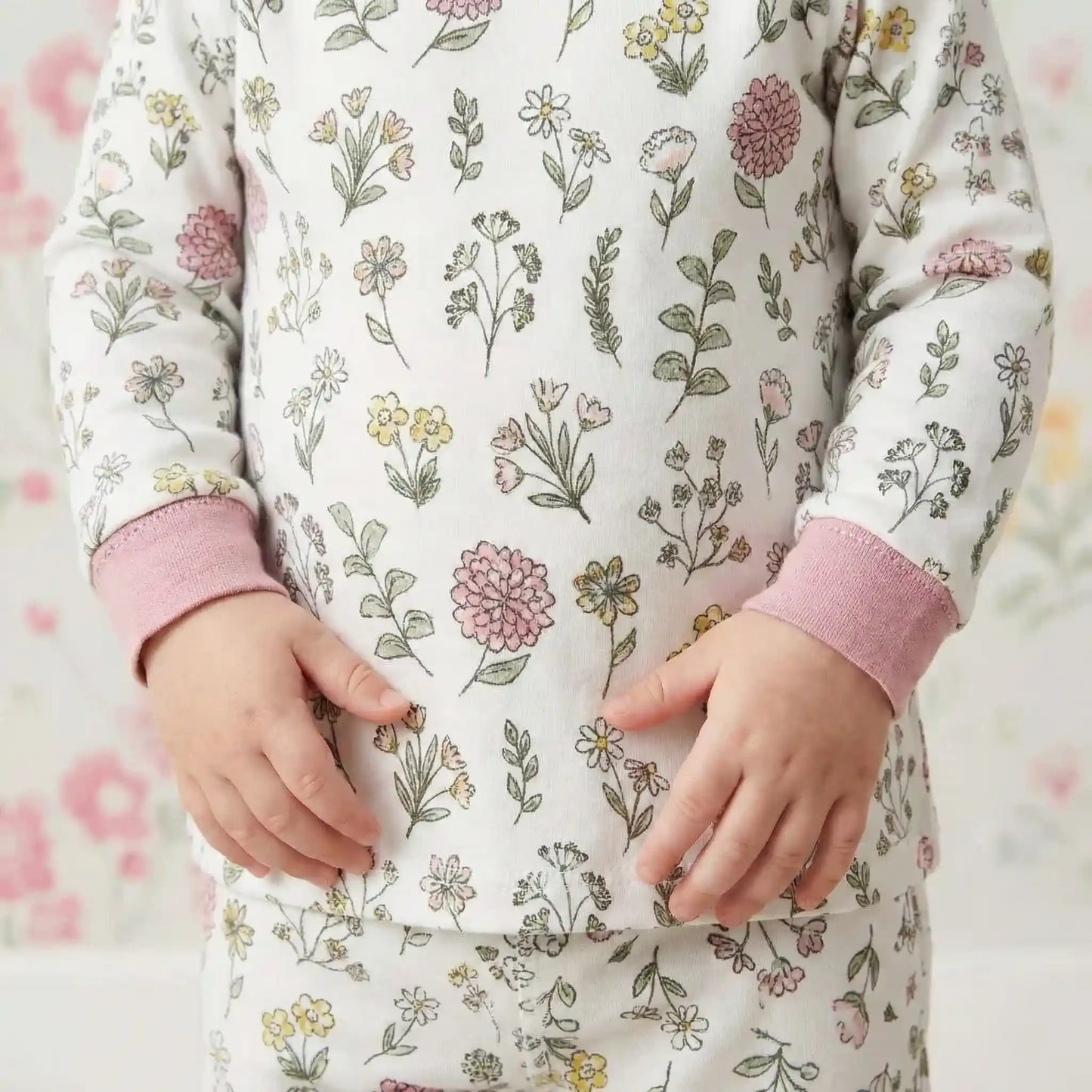 Floral Wave Baby Girl Pajama Set- Pink