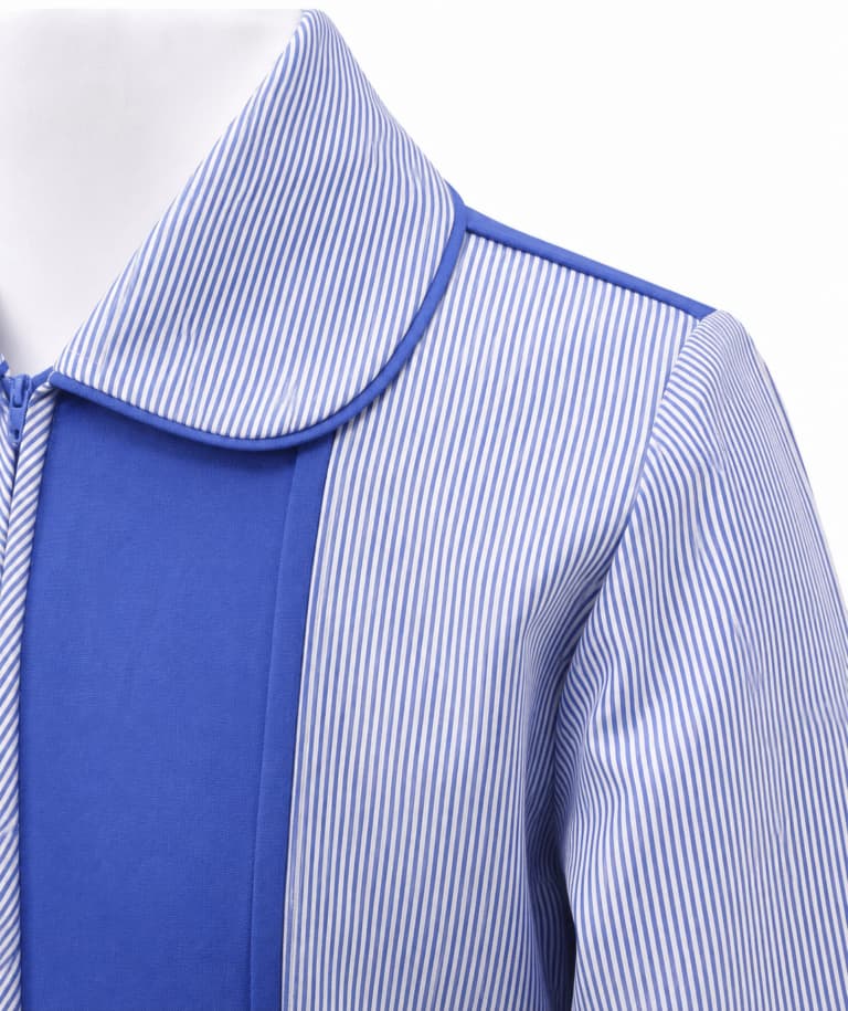 Amir - Blue long-sleeved school dress with a striped front overlay and headband - Girls