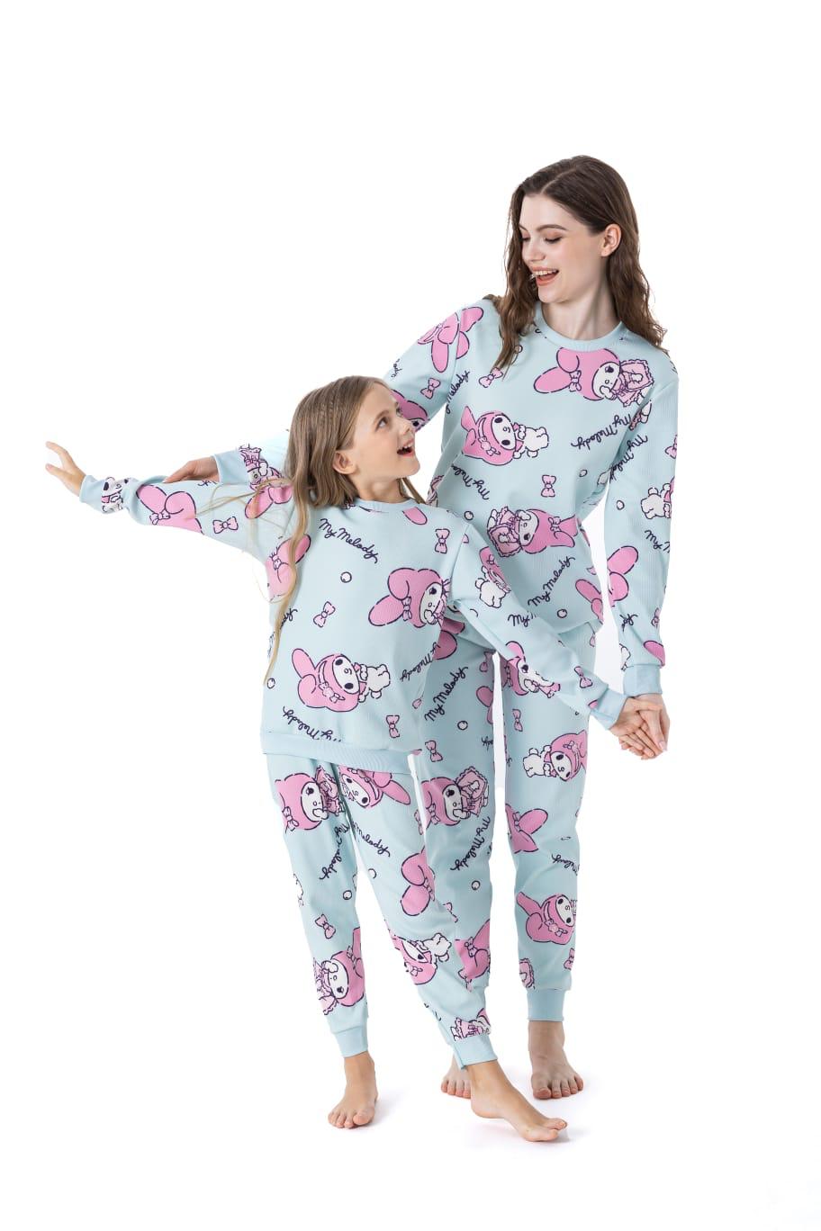 Melody Girl Sweatshirt Set-Light Blue