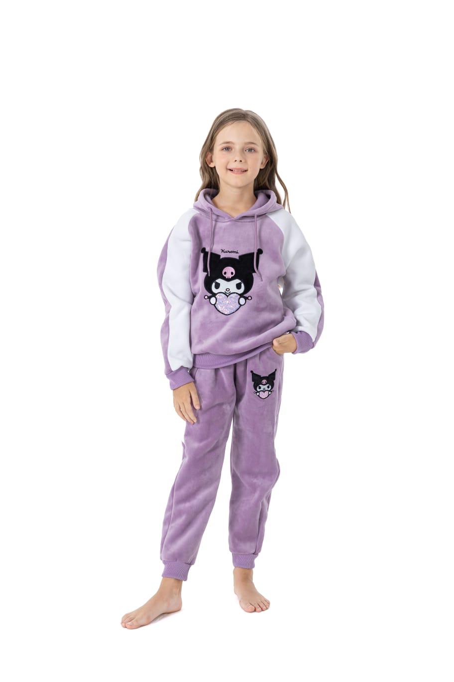 Korumi Girl Winter Hoodies Set- Purple