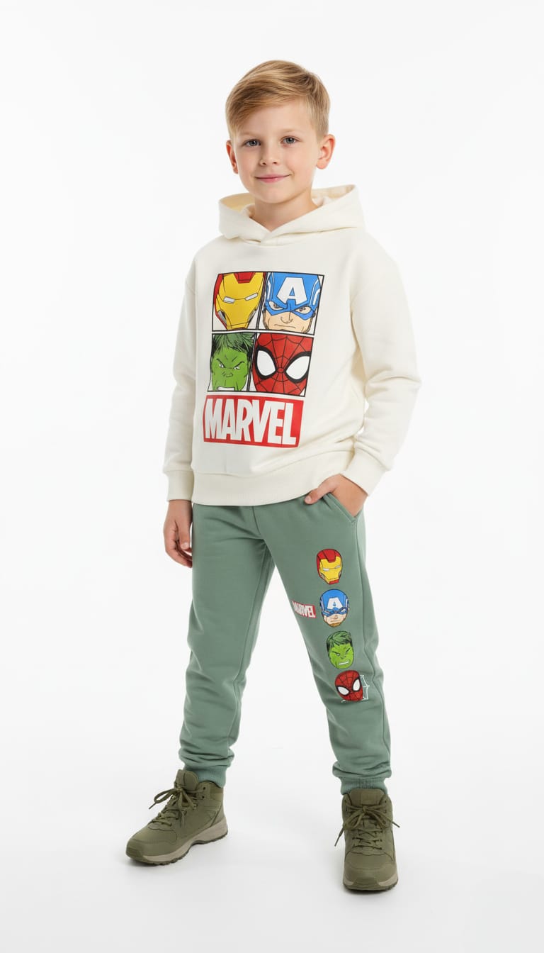 Marvel Hero Boy Hoodie Set- White