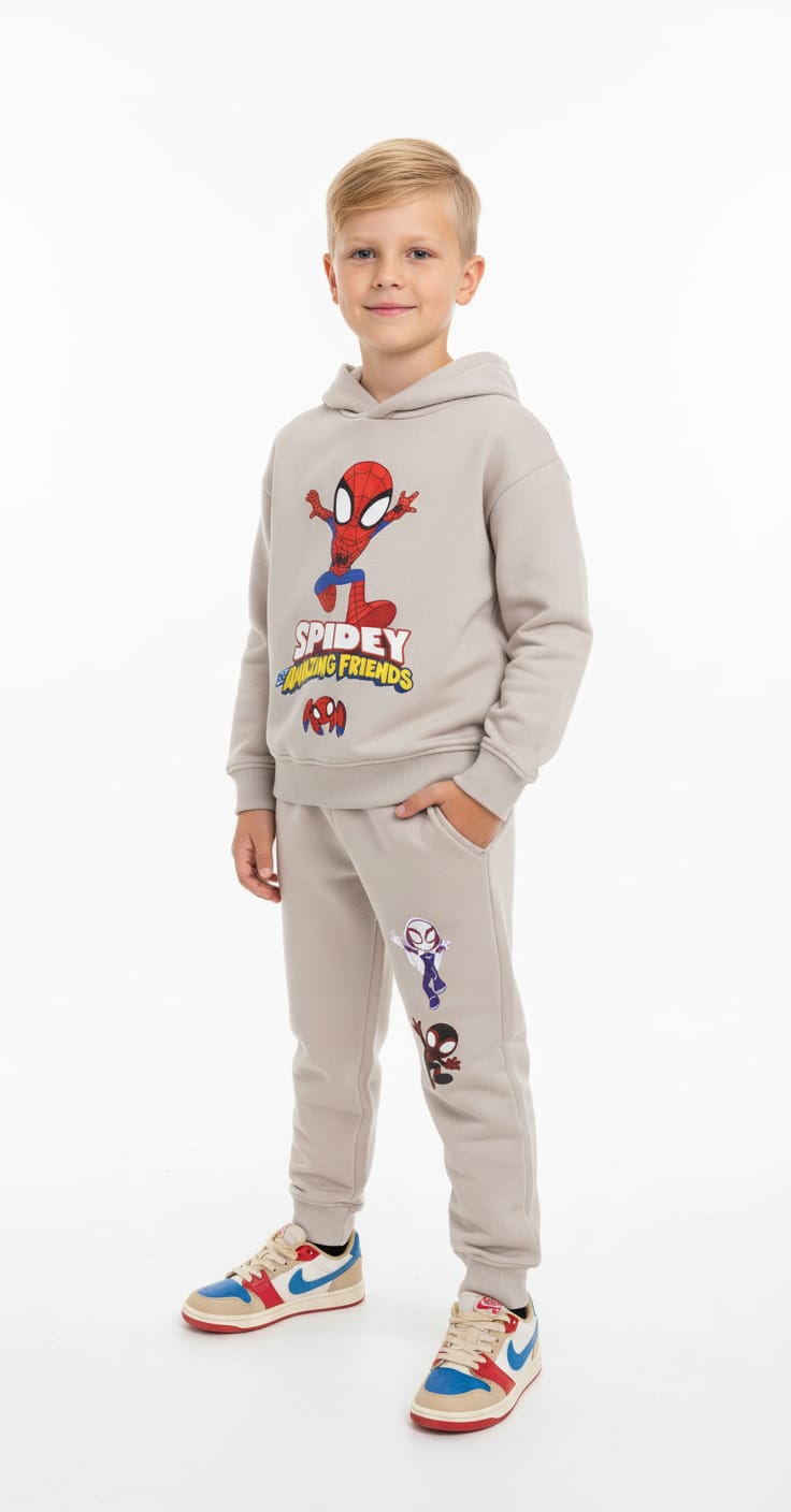 Amazing Spiderman Boy Hoodie Set- Grey