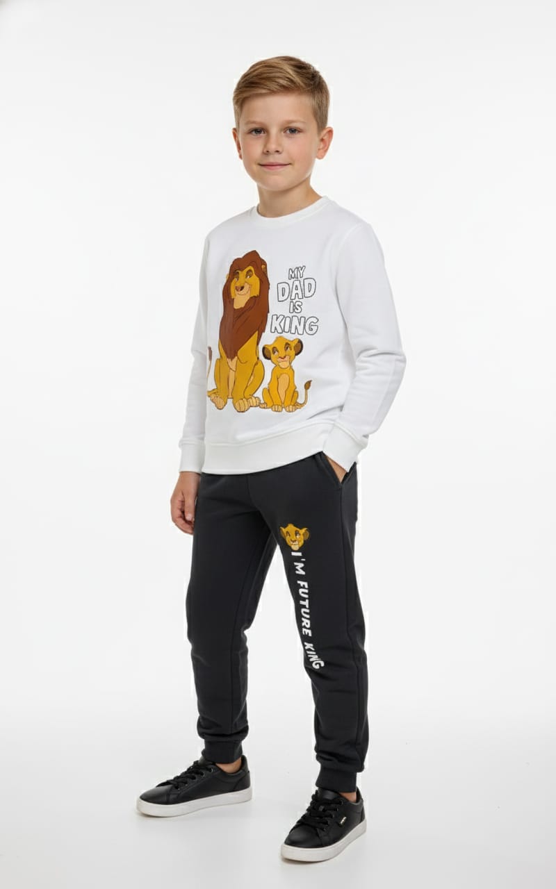 Lion King Boy Sweatshirt Set- White