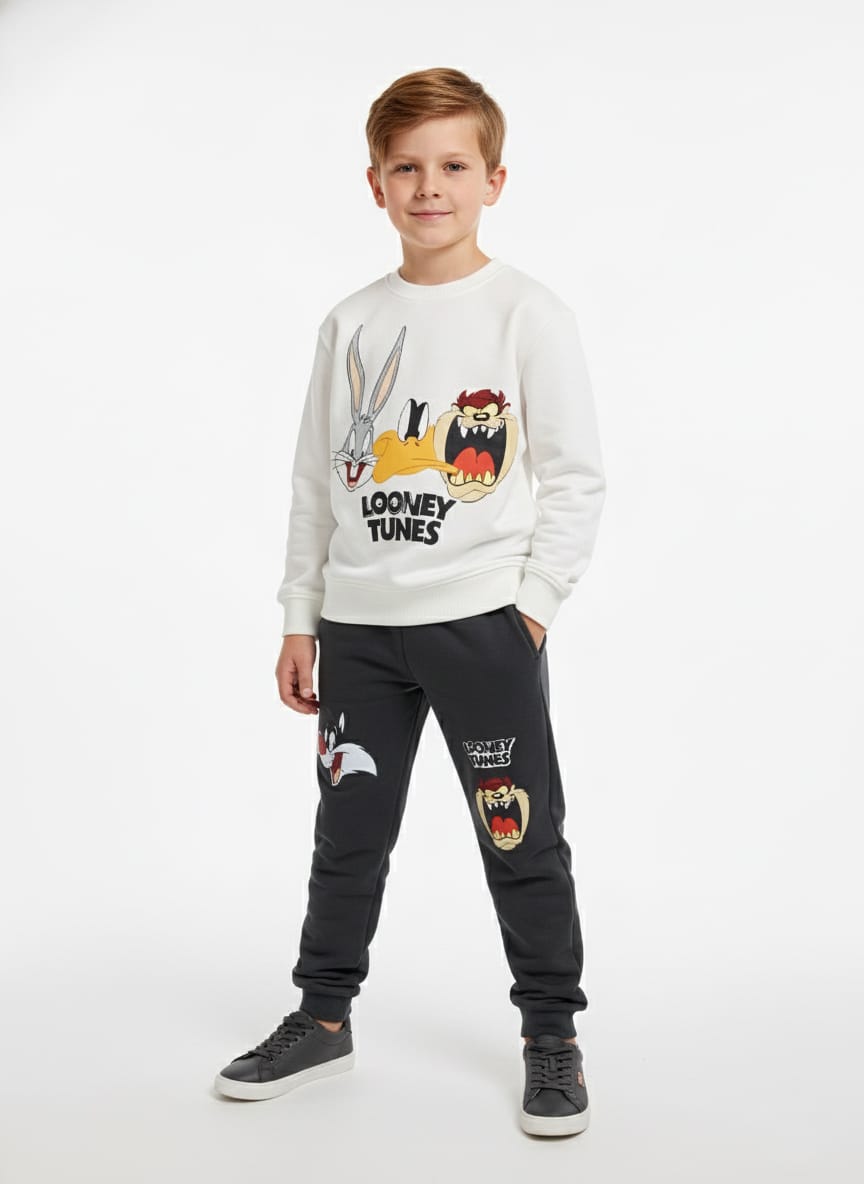 Looney Tune's Boy Sweatshirt Set- White