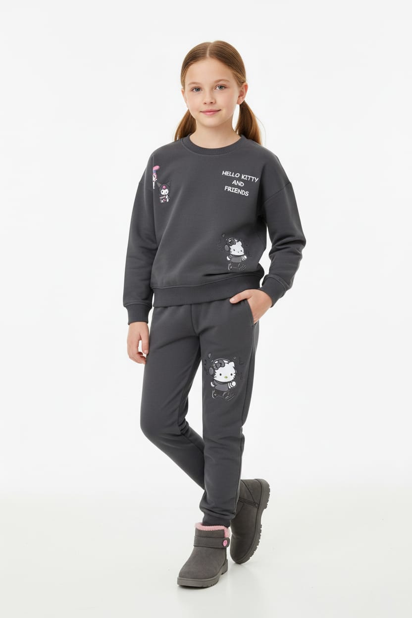 Hello Kitty Girl Sweatshirt Set- Black