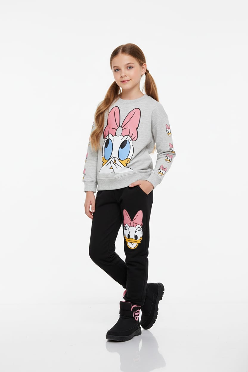 Daisy Girl Sweatshirt Set- Grey