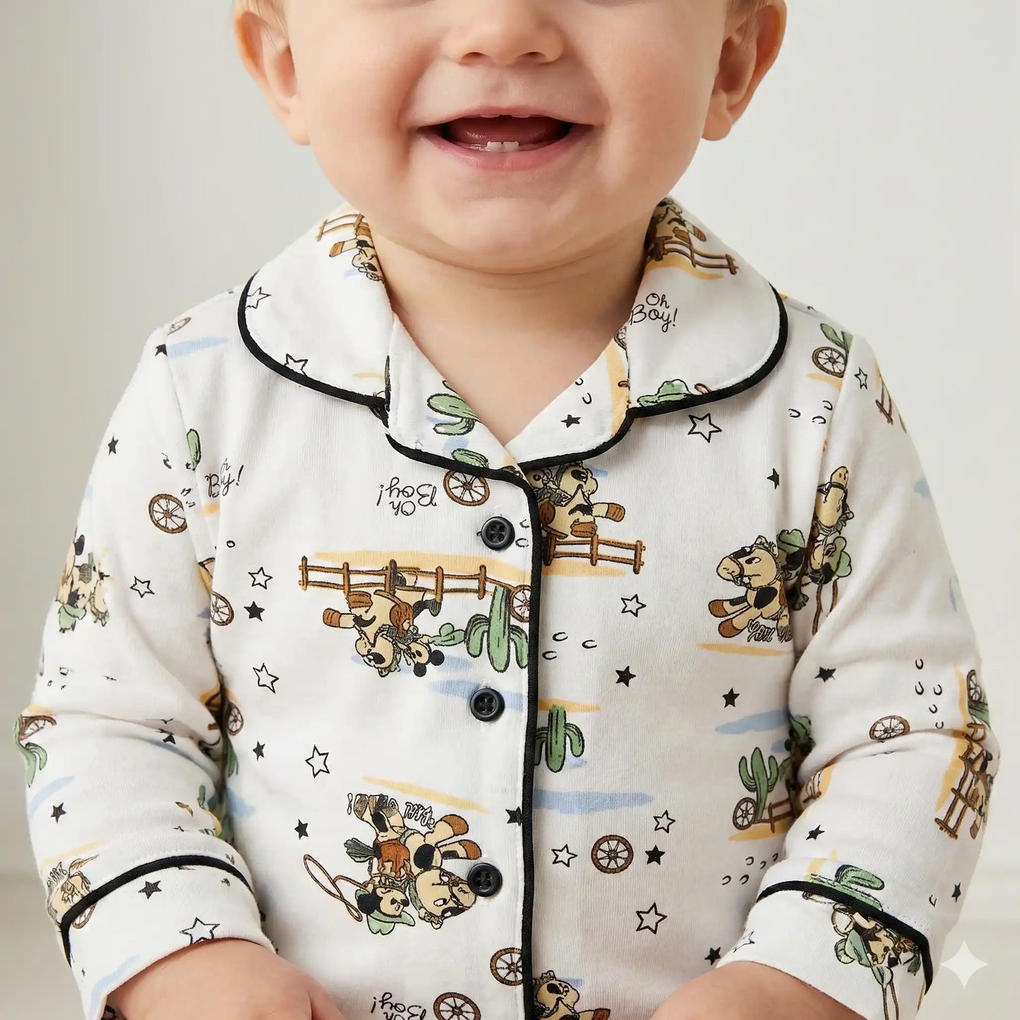 Cowboy Mickey Baby Boy Pajama Set-White