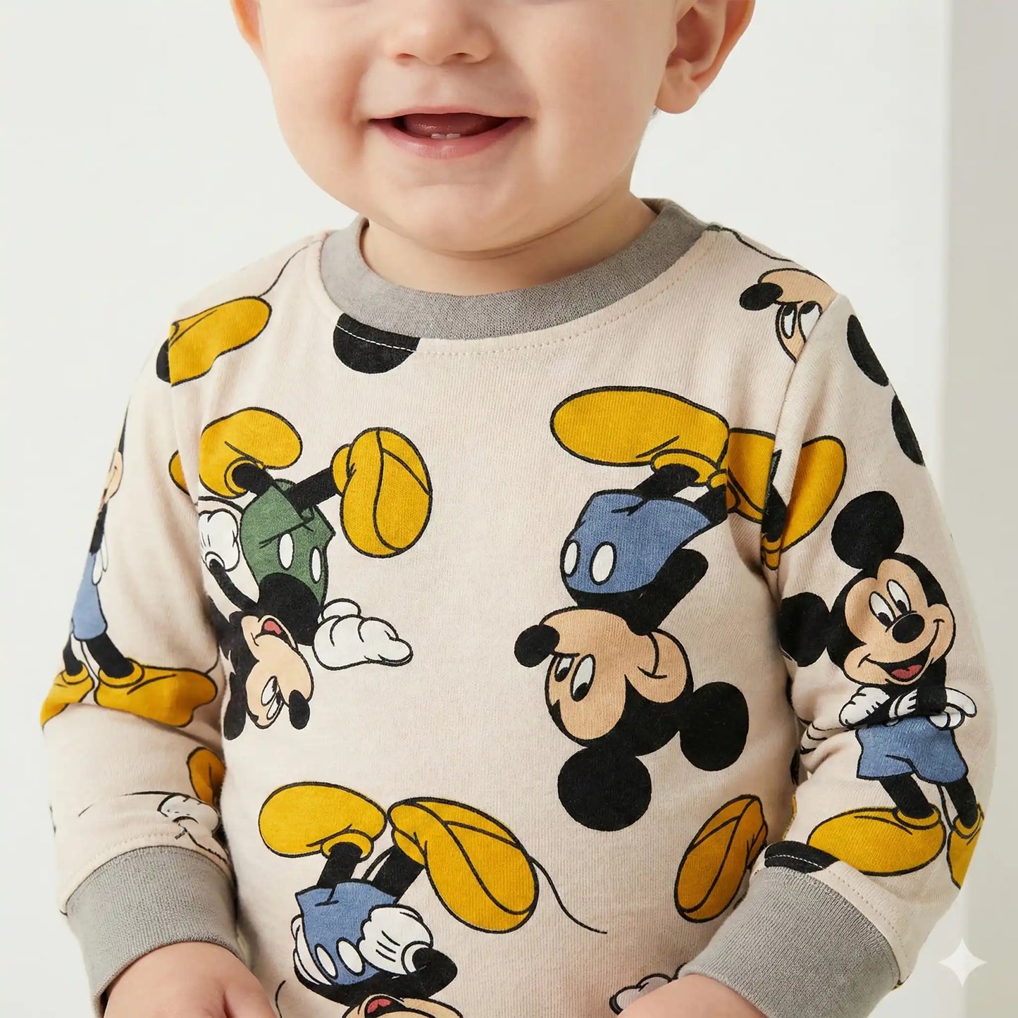 Mickey Mouse Baby Boy Pajama Set-Beige
