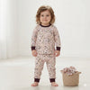 Pastel Print Baby Girl Pajama Set- Beige Pink