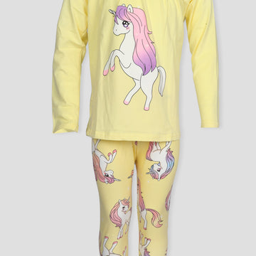 comfortable Tshirt-legging Unicorn Girls Tshirt - Leggings Set - Yellow