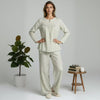 Green Lining Zip Neck Women Pajama Set- Green
