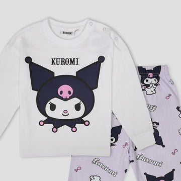 Disney Baby Girl Sets Kuromi Baby Girl Full Sleeves Pajama Set - White