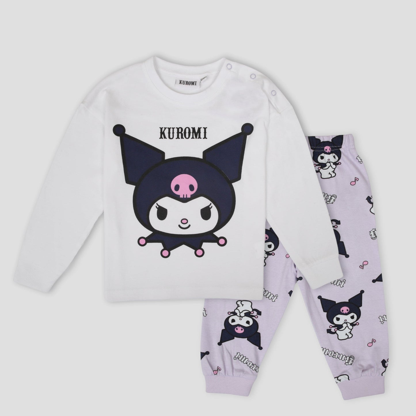 Disney Baby Girl Sets Kuromi Baby Girl Full Sleeves Pajama Set - White