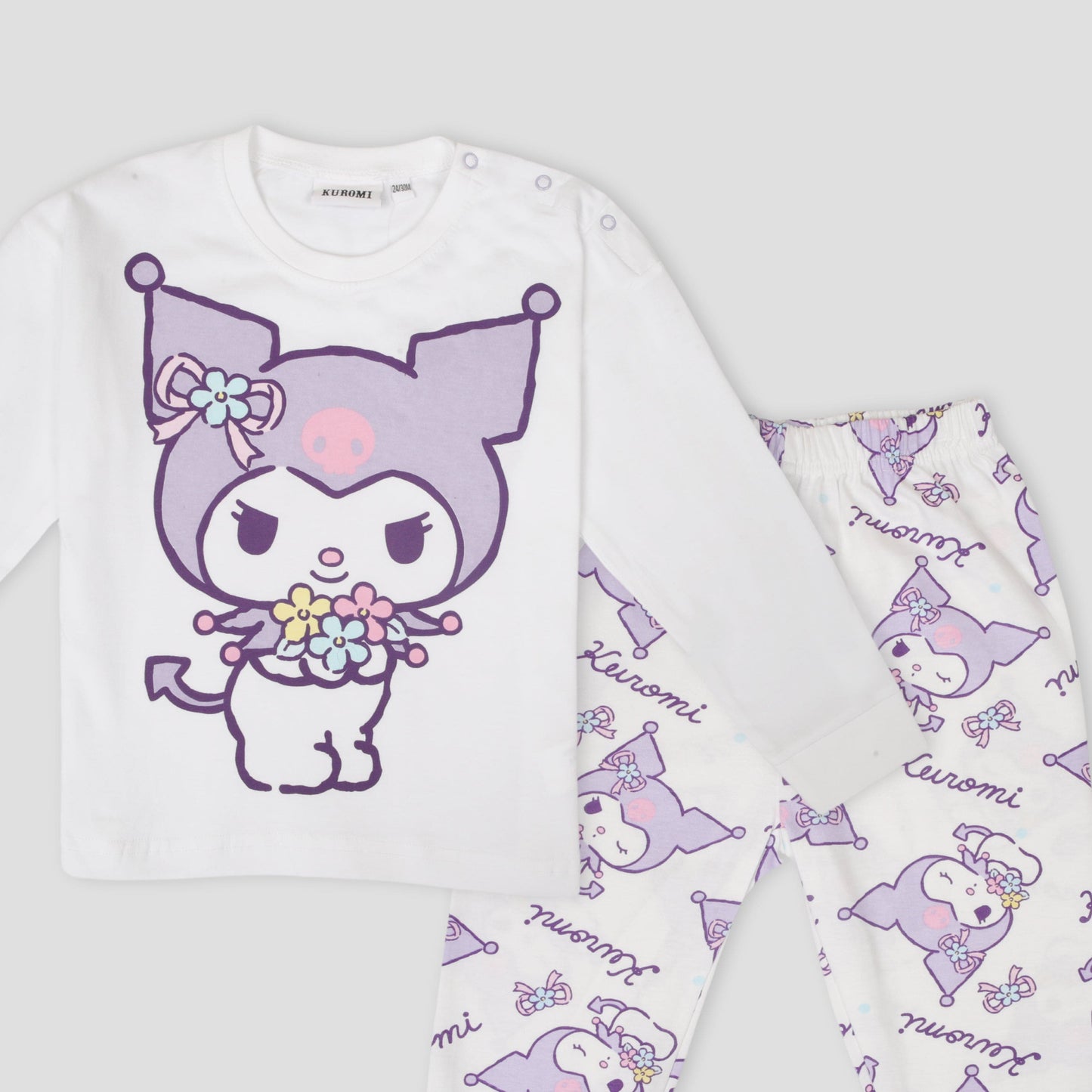 Disney Baby Girl Sets Kuromi Baby Girl Full Sleeves Pajama Set - White
