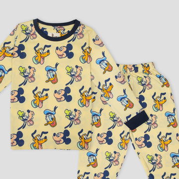 Disney Boys Sets Mickey Boys Full Sleeves Pajama Set - Yellow