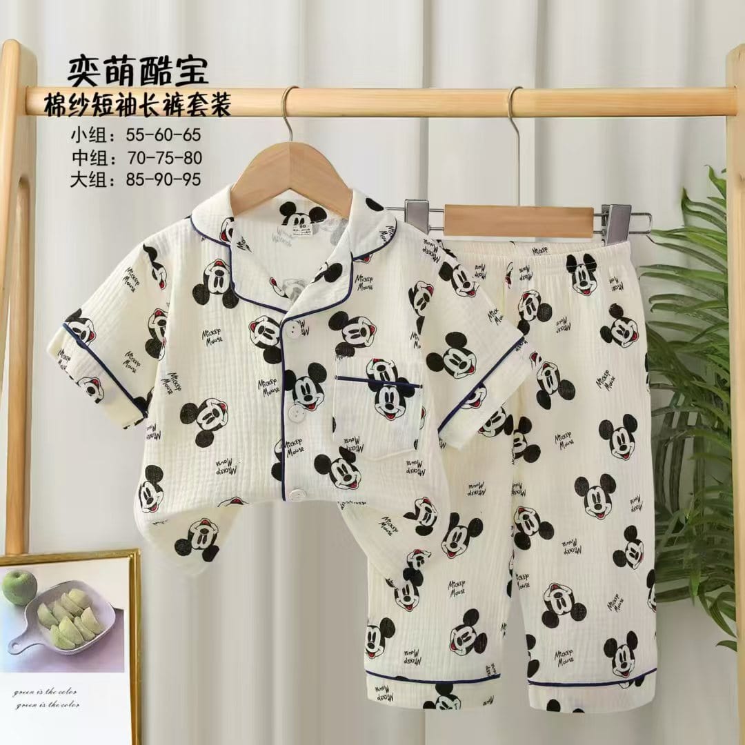 Disney Boys Sets 1 yrs Mickey Boys Half Sleeves Pajama Set- Yellow