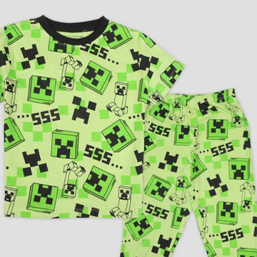 Disney Boys Sets Minecraft Boys Half Sleeves Pajama Set - Green