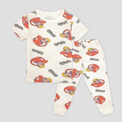 Disney Boys Sets Naruto Boys Half Sleeves Pajama Set - White