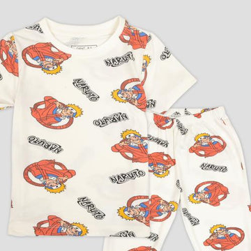 Disney Boys Sets Naruto Boys Half Sleeves Pajama Set - White