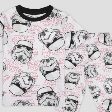 Disney Boys Sets Star War Boys Half Sleeves Pajama Set - White