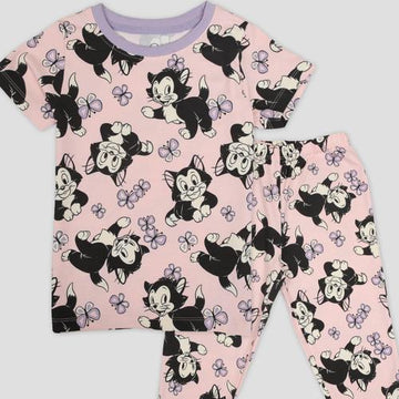Disney Girls Sets Cat Girls Half Sleeves Pajama Set - Pink