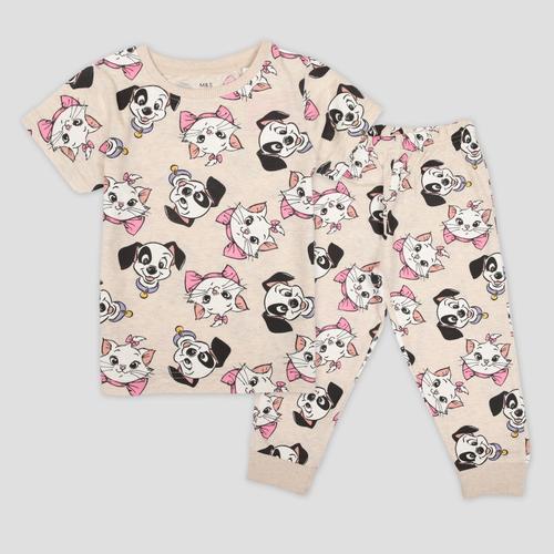 Disney Girls Sets Kitty Girls Half Sleeves Pajama Set - Cream