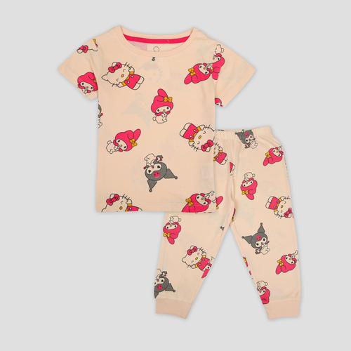 Disney Girls Sets Kuromi Girls Half Sleeves Pajama Set - Orange