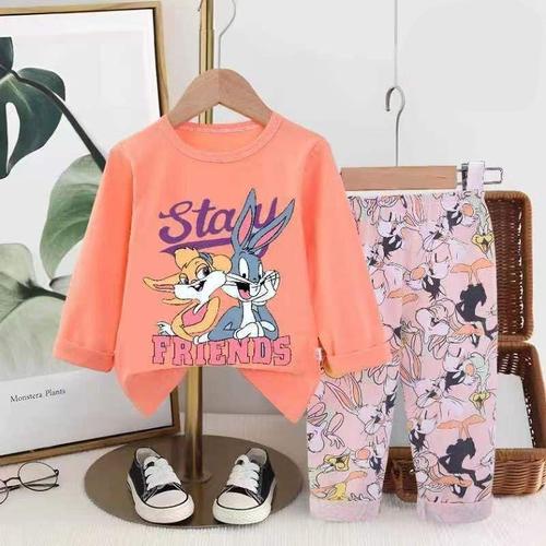 Disney Girls Sets Looney Tunes Girls Full Sleeves Pajama Set - Peach