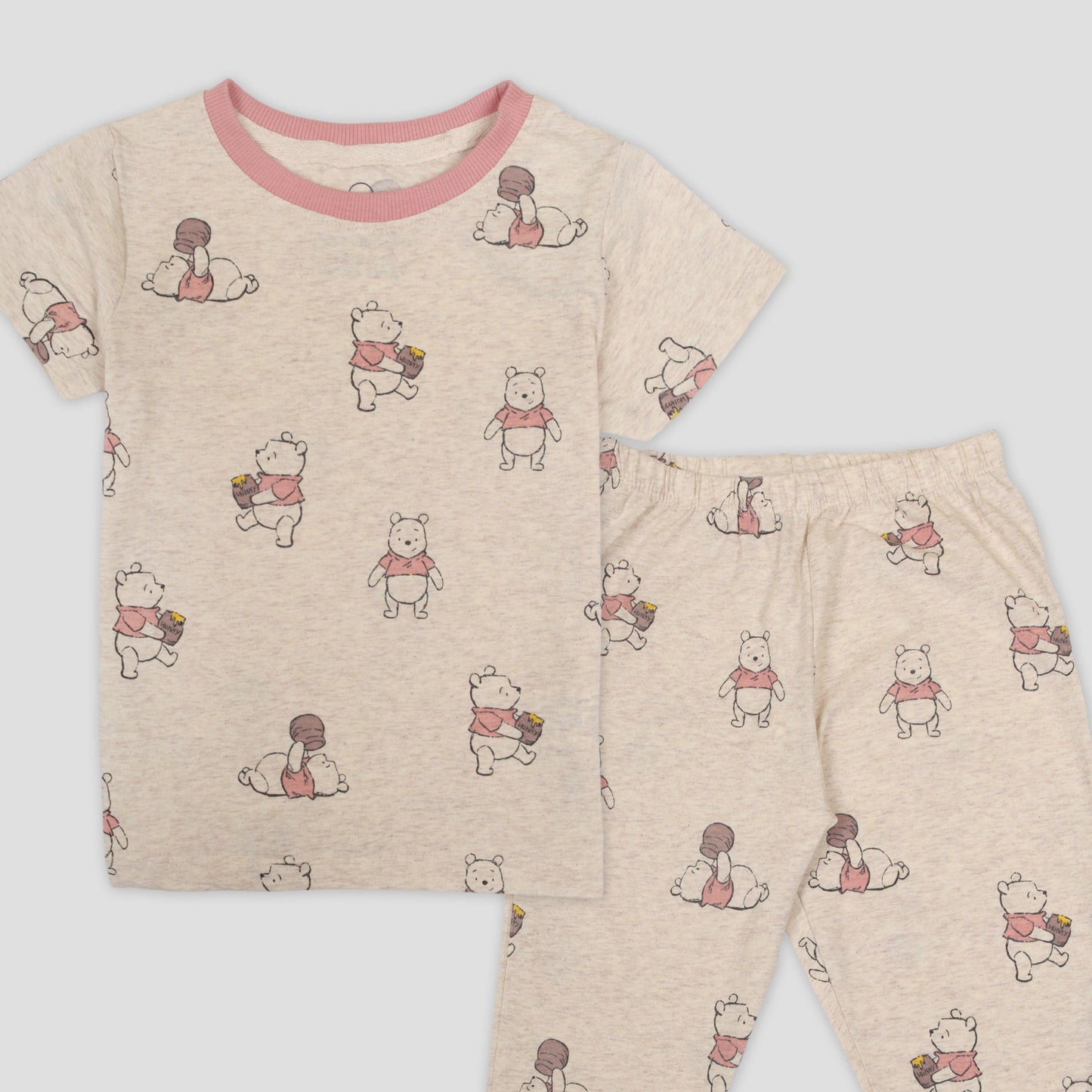 Disney Girls Sets Pooh Girls Half Sleeves Pajama Set - Peach