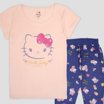 Disney Women Pajama Set Hello Kitty Women Pajama Set - Peach-Blue
