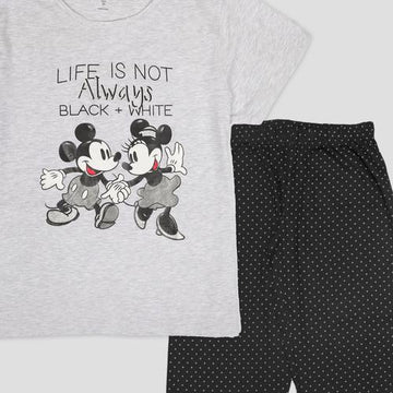 Disney Women Pajama Set Mickey-Minnie Women Pajama Set - Grey