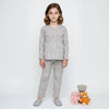 Floral Girls Pajama Set- Grey