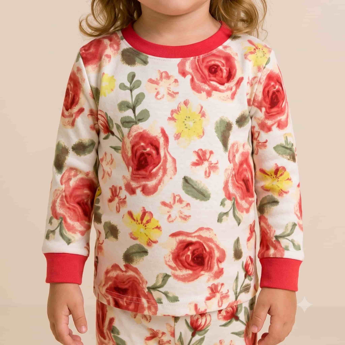 Rosy Bloom Baby Girls Full Sleeves Pajama Set – Cream