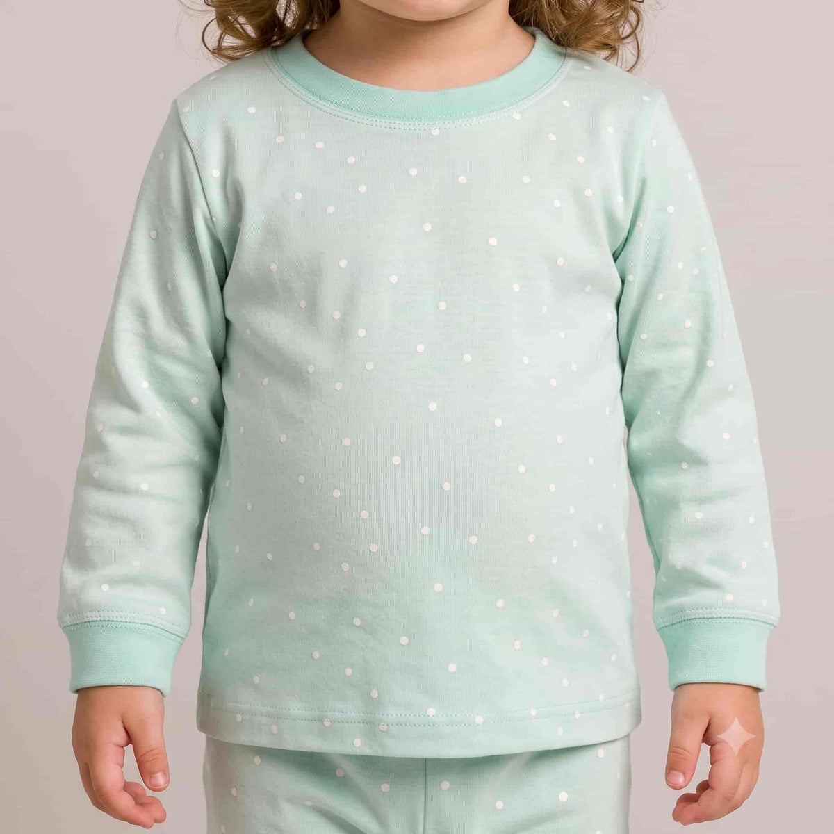 Mint Dots Baby Girls Full Sleeves Pajama Set – Mint Green