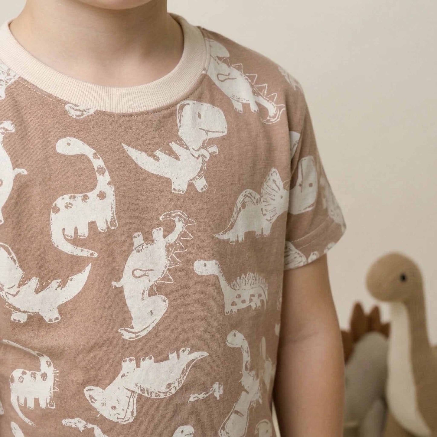 Dino World Boys Half Sleeves Pajama Set - Brown