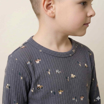 Construction Crew Boy Pajama Set- Dark Grey