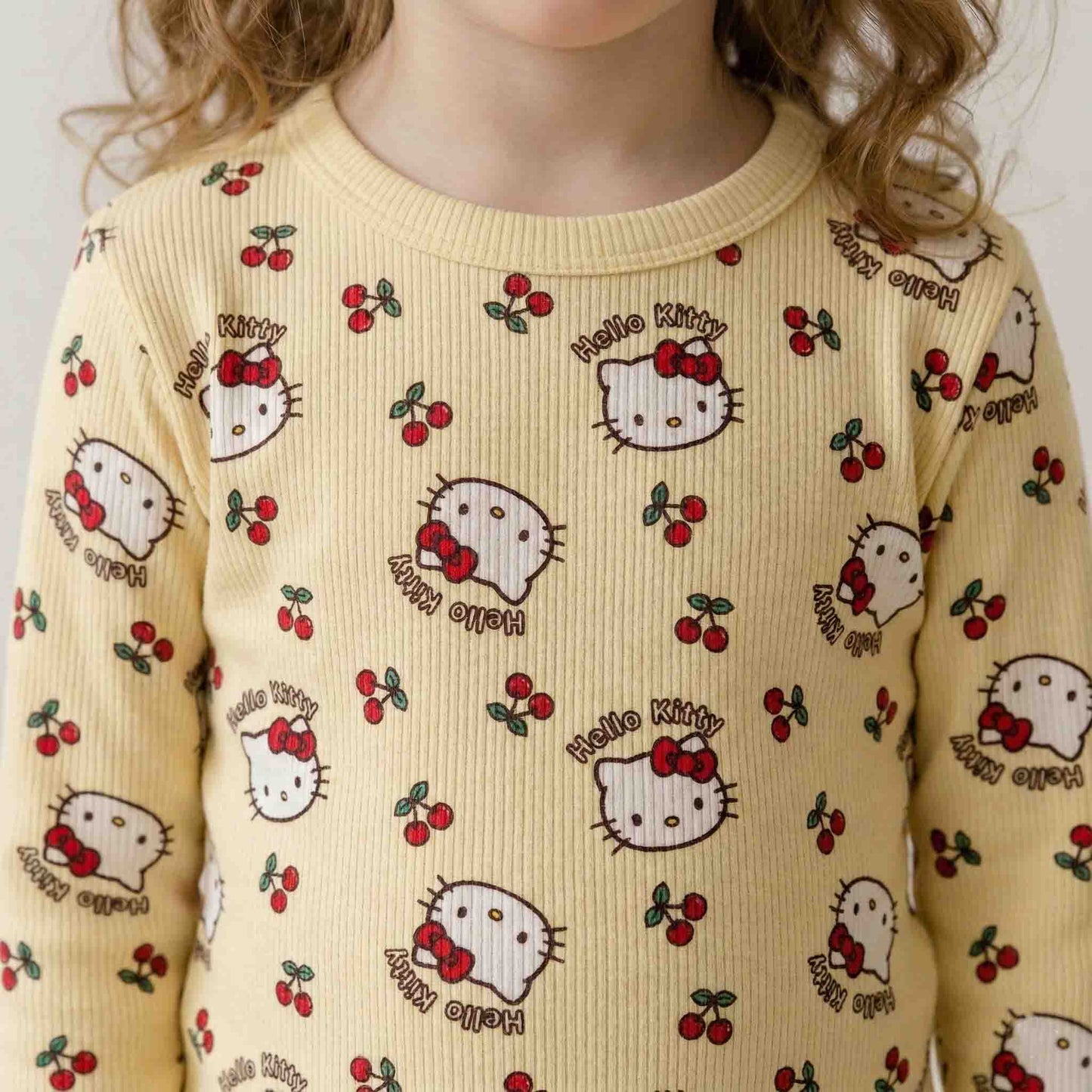 Kitty & Cherry Girl Pajama Set - Yellow