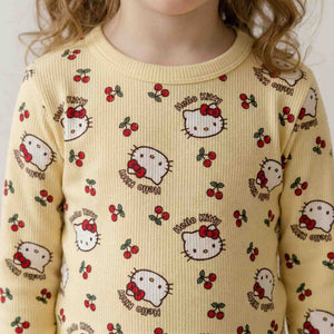 Kitty & Cherry Girl Pajama Set - Yellow