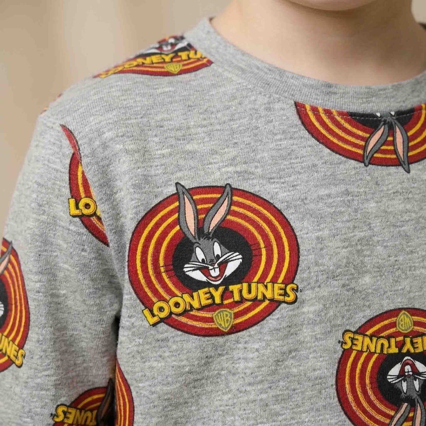 Looney Tunes Boys Full Sleeves Pajama Set - Grey