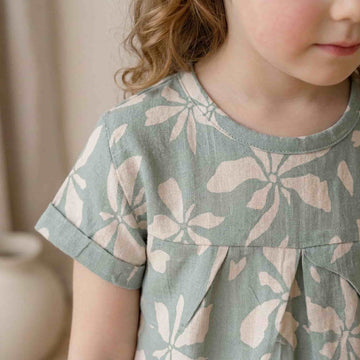 Sage Blossom Girls Short Set- Green