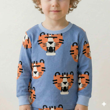 Tiger Doodle Boy Pajama Set- Blue