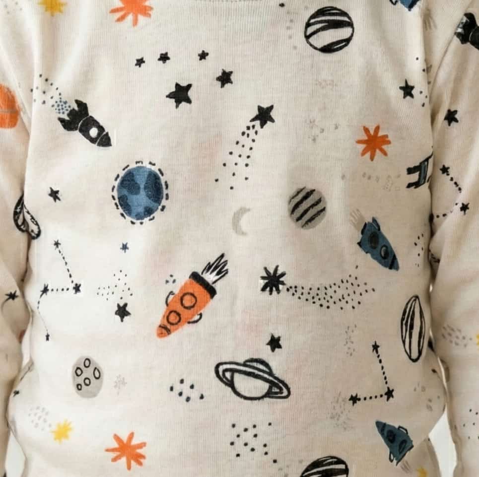 Space Emoji Boy Pajama Set-White