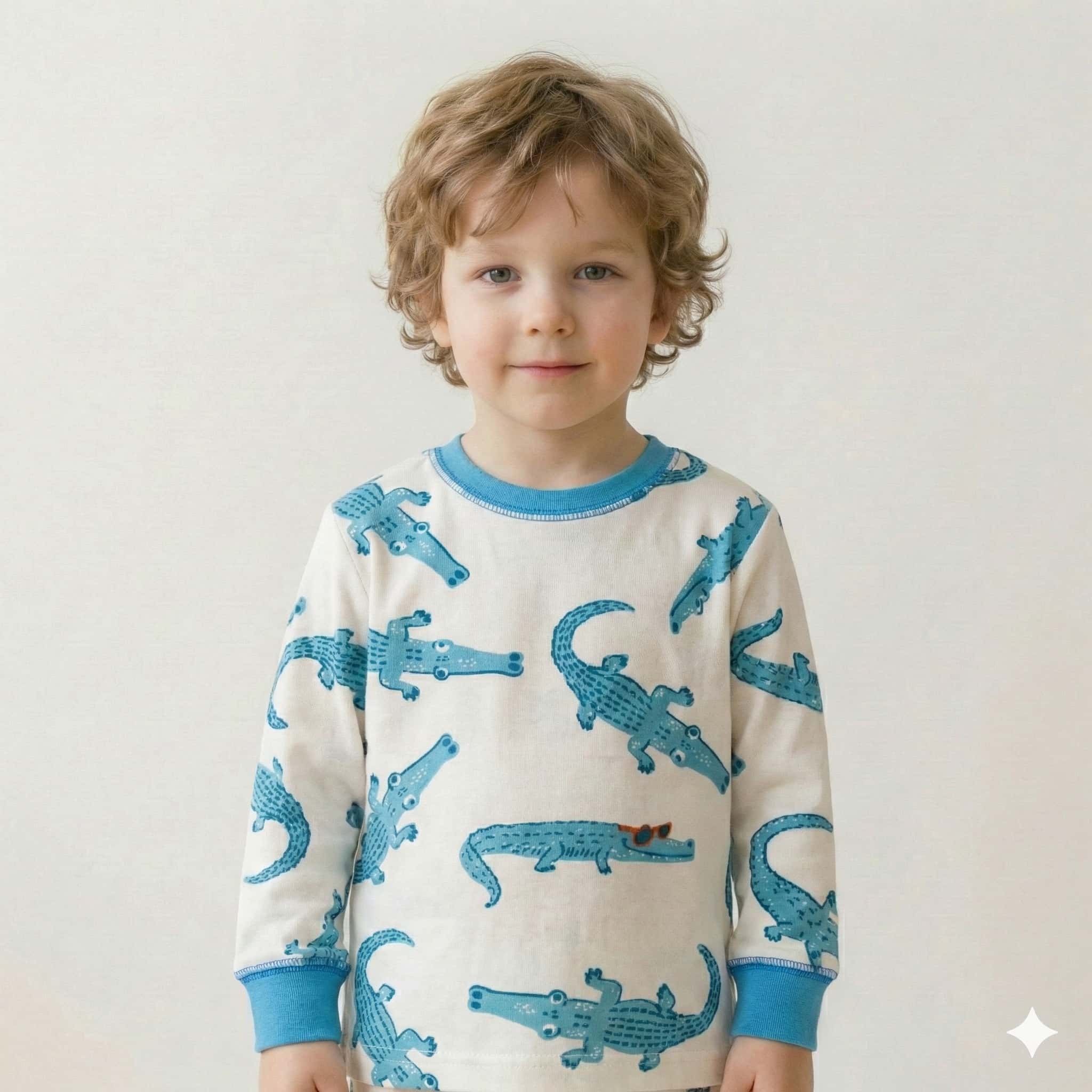 Blue Crocs Boy Full Sleeves Pajama Set-White